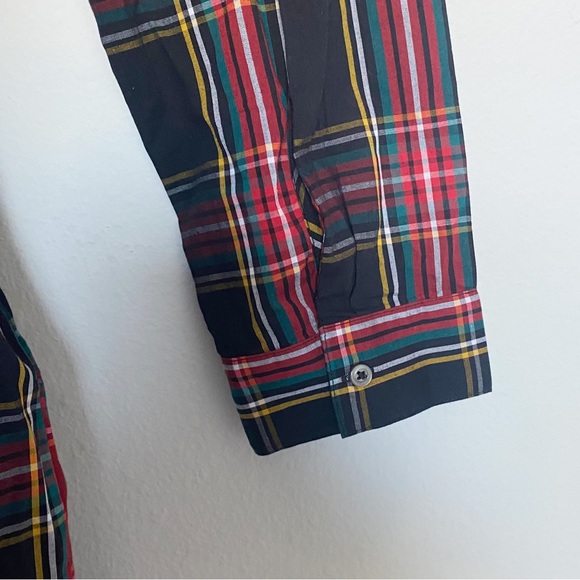 J. Crew Factory Ruffle Neck Shirt Dress Stewart Plaid Size 14 Holiday Christmas - Picture 9 of 13